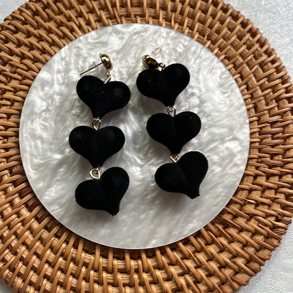 Black Velvet Heart Earrings
